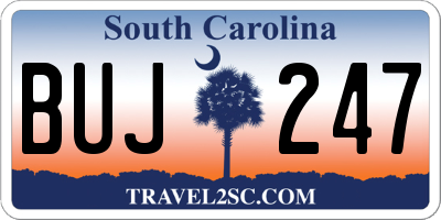 SC license plate BUJ247