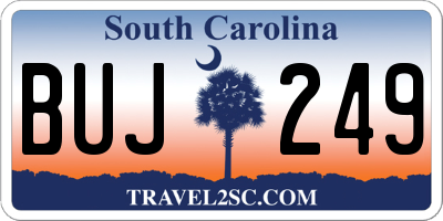 SC license plate BUJ249