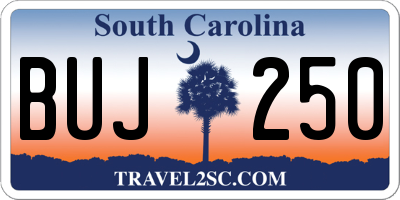 SC license plate BUJ250