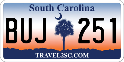 SC license plate BUJ251