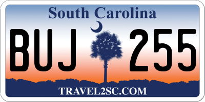 SC license plate BUJ255