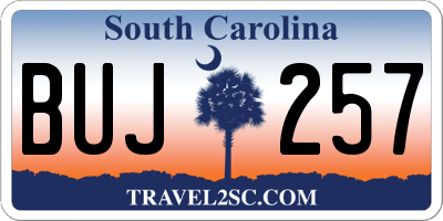 SC license plate BUJ257