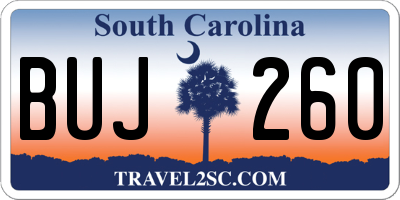 SC license plate BUJ260
