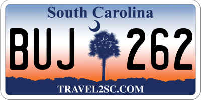 SC license plate BUJ262