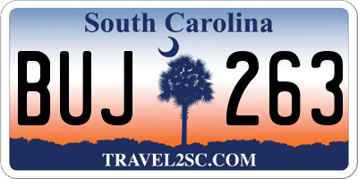 SC license plate BUJ263