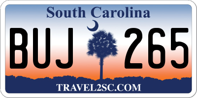 SC license plate BUJ265
