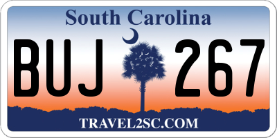 SC license plate BUJ267