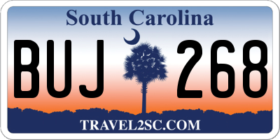 SC license plate BUJ268
