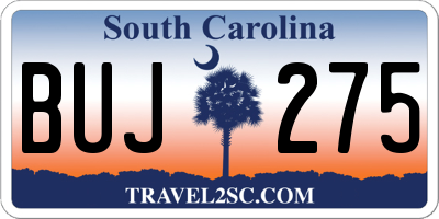 SC license plate BUJ275