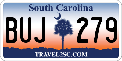 SC license plate BUJ279