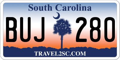 SC license plate BUJ280