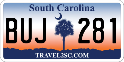 SC license plate BUJ281