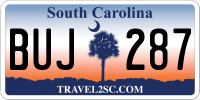 SC license plate BUJ287