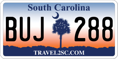 SC license plate BUJ288