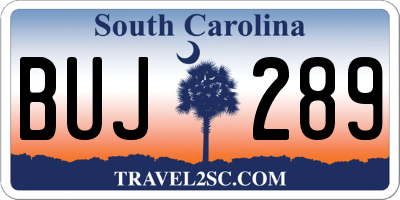 SC license plate BUJ289