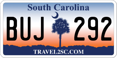 SC license plate BUJ292