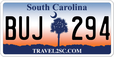 SC license plate BUJ294