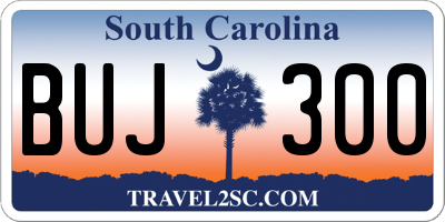 SC license plate BUJ300