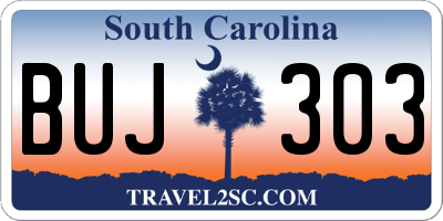 SC license plate BUJ303