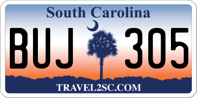 SC license plate BUJ305