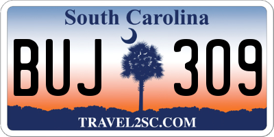 SC license plate BUJ309