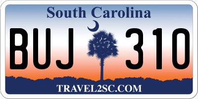 SC license plate BUJ310