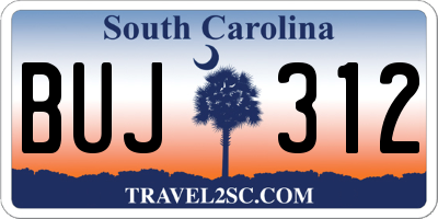 SC license plate BUJ312