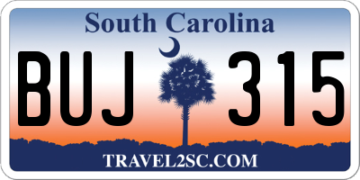 SC license plate BUJ315