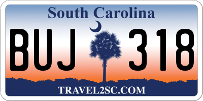 SC license plate BUJ318