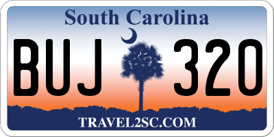 SC license plate BUJ320