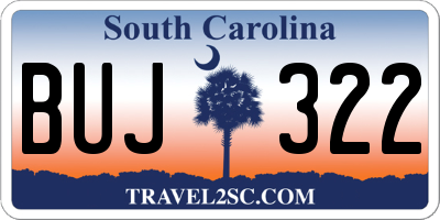 SC license plate BUJ322