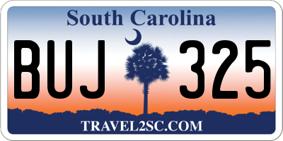SC license plate BUJ325