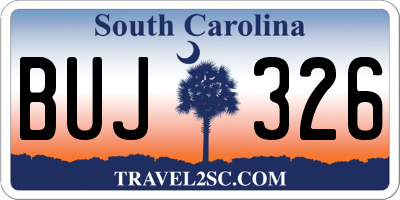 SC license plate BUJ326