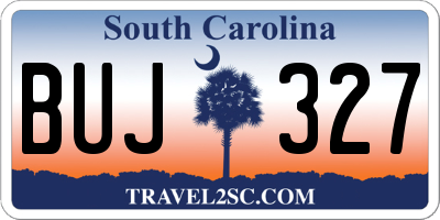 SC license plate BUJ327