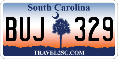 SC license plate BUJ329