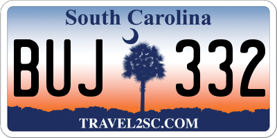 SC license plate BUJ332