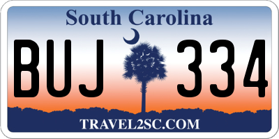 SC license plate BUJ334