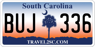 SC license plate BUJ336