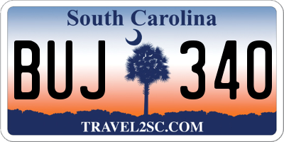 SC license plate BUJ340