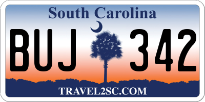 SC license plate BUJ342