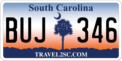 SC license plate BUJ346