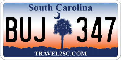 SC license plate BUJ347