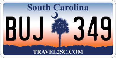 SC license plate BUJ349