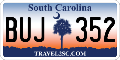 SC license plate BUJ352