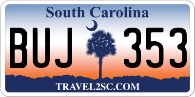 SC license plate BUJ353