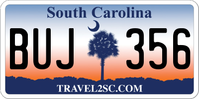 SC license plate BUJ356