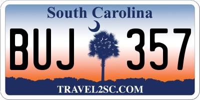 SC license plate BUJ357