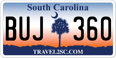 SC license plate BUJ360