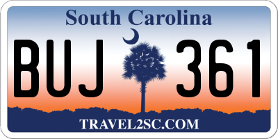SC license plate BUJ361