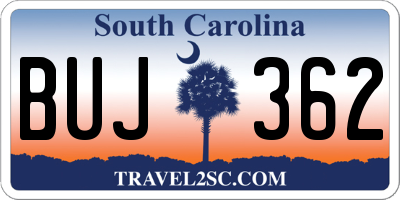 SC license plate BUJ362
